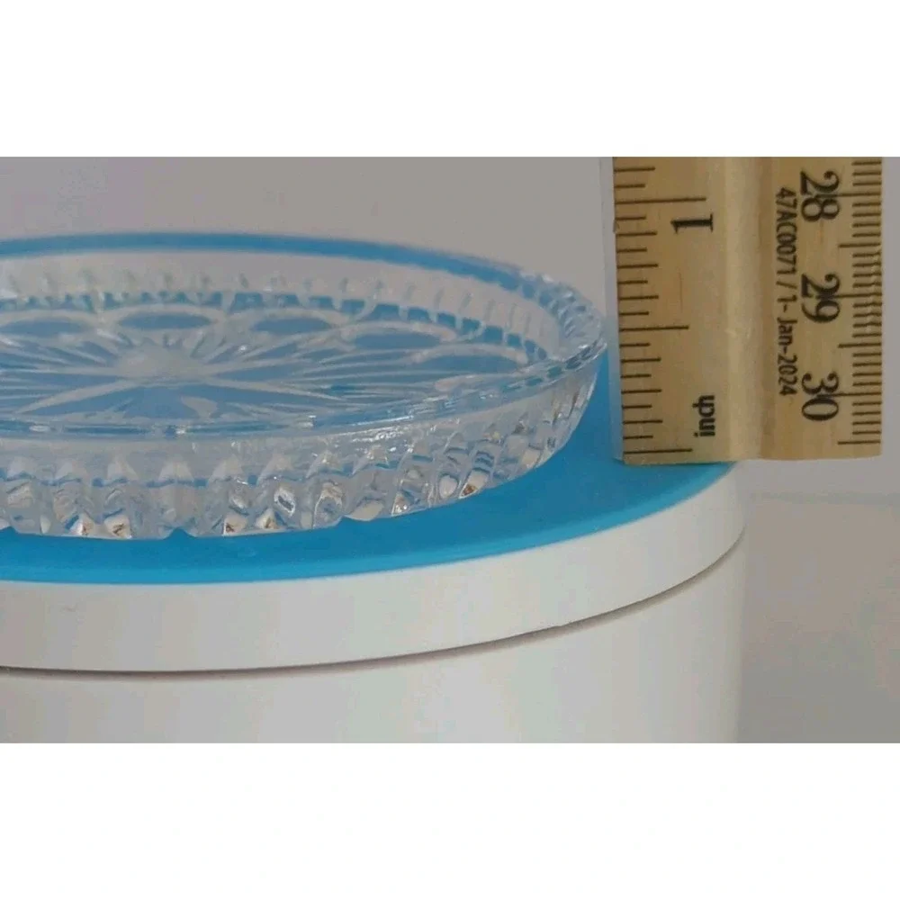 Vintage Pressed Clear Glass Coaster Round Bubble Trinket Dish 3.5 Inch Crystal